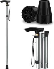 MFE Foldable Cane (Silver) Bundle with Cane Tips 3/4 Inch