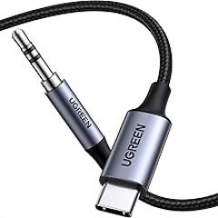 UGREEN USB C to Aux Type C to 3.5mm Audio Adapter Hi-Fi Stereo Cord Headphone Male Car Auxiliary Cable Compatible with iPhone 17 16 15 Pro Max, Galaxy S25 S24 Ultra iPad Pixel 10, Grey, 3.3FT
