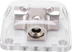 Tbest Power Distribution Block,2 Way Power Distribution Block 0GA 1 in 2 Out Zinc Alloy Chrome Plated Universal for Car Boat