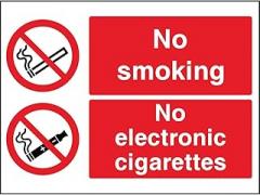 Prohibition Signs - No Smoking, No Electronic Cigarettes Metal Sign 12 x 8 Inch – Suitable for Home, Office, or Work Areas