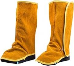 Welding Gaiters Heavy Duty Cowhide Leather Shoe Covers Flame Resistant Welding Spats 1Pair