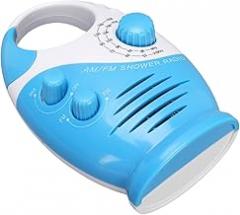Shower Radio, AM FM Radio with Built in Speaker, Splashproof Design, Top Handle for Easy Hanging, Compact for Bathroom Shower Night Stand Garage