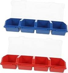 Veemoon 2pcs Screw Organizer Box Cover Compact Storage Case for Small Parts Easy Storage for Screws Nuts and Electronic Components Blue Red