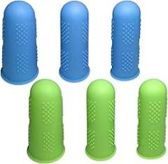 BEADNOVA Finger Protector Silicon Finger Gloves Cot for Electronic Repair Painting Jewelry Cleaning Crafting Industrial Apply (Pack of 6-3 Size, Blue & Green Color)