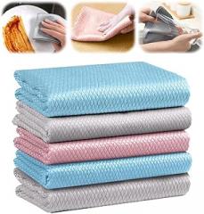Fish Scale Streak Free Miracle Cleaning Cloth, 2025 New Reusable Microfiber Glass Cleaning Cloth for Kitchen and Auto, Lint Free Cloth Quickly Clean for Windows Glasses Windshields Mirrors (5)