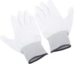 KIMISS Anti Static Antis Glove PU Coated Palm Finger Part for Electronic Labor Worker Professional Accessories for Use (L Gray)