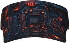 QAZWZML Outdoor Fitness Visor Bright Light on Electronic Board Printed Sports Sun Hat Suitable for Running Hiking and Other Outdoor Activities Black