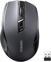 UGREEN Wireless Mouse 2.4G with USB Receiver, 5-Level 4000 DPI 6 Buttons,18 Months Battery Life Cordless Mouse, Ergonomic Computer Mice for Laptop, Computer, PC, MacBook, Chromebook Black