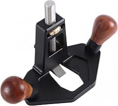 Aboiled Router Plane with Adjustment Knob - Handheld Woodworking Tool Bottom Cleaning, Slotting, Edge Trimming - Black Stainless Steel Wood Design