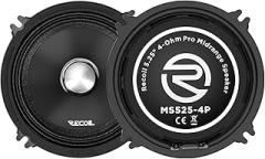 RECOIL MS525-4P 5.25-Inch Midrange Pro Audio Car Speakers 320 Watts Max Pair 4Ohm, 1 Inch High Temperature Kapton Voice Coil, Premium Quality Car Audio Door Speakers