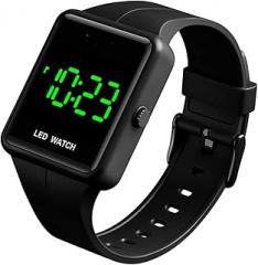 MASTOP Simple Men Women Sports LED Digital Big Display Waterproof Date PU Strap Square Electronic Couple Watch