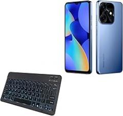 BoxWave Keyboard Compatible with Tecno Spark 10C - SlimKeys Bluetooth Keyboard - with Backlight, Portable Slim LED 7 Colors - Jet Black