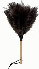Premium Ostrich Feather Duster with Wooden Handle – 13.2 Inches, Non-Scratch Cleaning Tool for Furniture, Electronics, and Antiques – Gentle and Durable, Ideal for Delicate Surfaces and Small Spaces