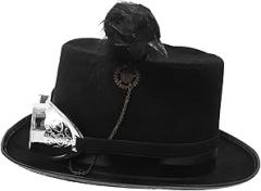 Cabilock Halloween Crow Hat Retro Goth Steampunk Style Accessory for Electronic Music Festivals and Cosplay Parties Black Non-woven Design