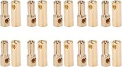 5.5mm Gold Plated Banana Connectors | 10 Pair Male & Female Plugs for RC Battery/ESC/Motor | CNC Copper with Protective - Coating | DIY Electronic Measuring Accessories