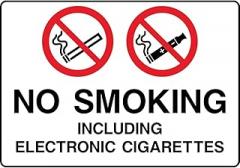 Prohibition Signs - No Smoking, Including Electronic Cigarettes Metal Sign 12 x 8 Inch – Suitable for Home, Office, or Work Areas