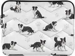 Laptop Sleeve Black White Dogs Paw Protective Case with Zipper Portable Electronic Device Cover, 15-15.6 Inch