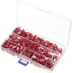 Generic 100PCS Spade Connector, 22-16 AWG Male/Female Nylon Quick Disconnect Wire Connector Crimp Terminal Insulated for Automotive Boat, Red
