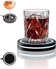 Smart Coaster Cocktail Mixer with LED Light, Portable Automatic Drink Maker with Smart Sensing, Waterproof Easy Clean Design for Home Bar and Party, Black, 2.2 cm Profile