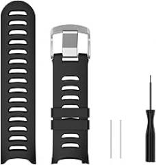 Compatible for Garmin Forerunner 610 Watch Band, Soft Silicone Replacement Wristband Strap for Garmin Forerunner 610 GPS Smartwatch (black)