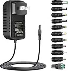Universal DC15V 3A Power Supply with 11 DC Plug Tips AC120V to DC15Volt 3000mA 2500mA 2000mA 1500mA 1000mA Switching Power Adapter Cord 15v AC Adapter Charger Transformer 5FT