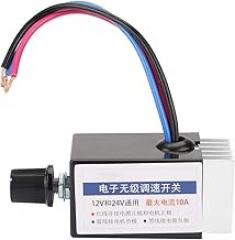 Electronic Stepless Speed Control Switch,Universal DC 12V/24V Motor Speed Controller Switch,for Car Truck Fan Heater Control