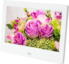 7inch HD LED Digital Photo Frame Electronic Photo Album Support USB/MMC/SD/MS Card 800 * 480 Desktop Electronic Album for Friends Clearer (White)