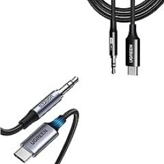 UGREEN 3.3FT 32bit/384KHz Aux to USB C Cable Bundle with 3.3FT 16bit/48KHz USB C Aux Cord