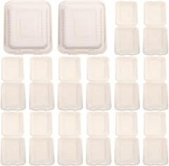 Milisten 50pcs Disposable Paper Food Boxes with Lock Lid, White Pulp Takeout Containers, Eco-friendly Food Packaging for Restaurants and Catering