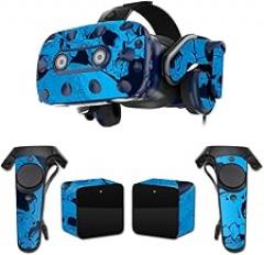 MightySkins Skin Compatible with HTC Vive Pro VR Headset - Blue Skulls | Protective, Durable, and Unique Vinyl Decal wrap Cover | Easy to Apply, Remove, and Change Styles | Made in The USA