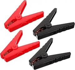 4pcs Car Jumper Cable Clamps Alligator Clip Ignition Boosters Grooved Design for DIY and Emergency Power Supply Durable Battery Charger Connectors