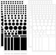 Light Blocking Stickers 4 Sheet Blackout Stickers for Electronic LED Dimming-Each Sheet in 100 Different Size LED Blocking Strips Light Dimming Stickers(Cut-100% Blocking White and Black)