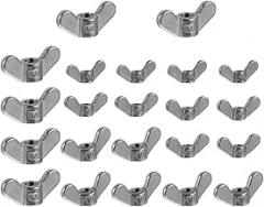 24pcs Stainless Steel Butterfly Wing Nuts Assortment Kit M4 M5 M6 M8 Hand-Twist Nuts Anti-Slip Fasteners for Machine and Electronic Device Repair