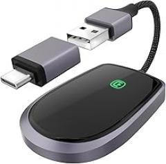 CarPlay Wireless Adapter 2024 Upgraded, Converts Wired to Wireless Carplay Dongle, 4S Connection Plug & Play Car Play Wireless Adapter for Cars from 2016 & for Apple iPhone iOS 10+ (Deep Gray)