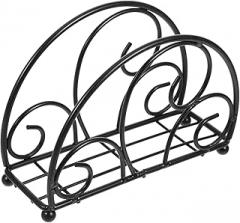 Milisten Freestanding Napkin Holder for Tabletop, Black Metal Iron Tissue Dispenser, Flat Folded Napkins Organizer for Kitchen Counter, Dining, Restaurant, Office Desk, and Outdoor Use
