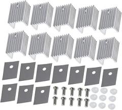 Uonlytech 10pcs Aluminum Triode Heat Sink Kit for Semiconductor Devices Radiator Cooling Plates for Electronic Chips and Ic Modules (10pcs)
