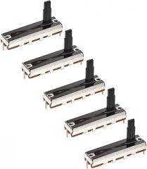 MECCANIXITY 5Pcs Straight Single Linear Slide Potentiometer 3 Pin B100K 35mm(L) 20mm Travel 4x15mm Handle Fader Variable Resistors Mixer Electronic Potentiometer for Dimming Tuning