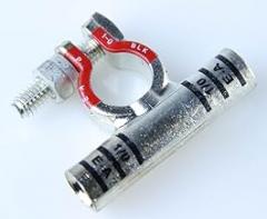 Crimp Supply 1/0 Ga. Positive Flag Battery Terminals (1 per Pack) - Red, Stainless Steel, Screw Connector, Screw Terminal