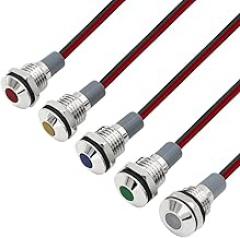 Metal Signal Light FXB10F-LED Small Power Indicator Lamp Waterproof IP67 12V 24V 220V Red, Green，Yellow，White 10MM(WHITE-220VACDC)