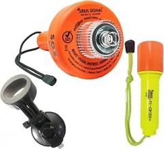 Sirius Signal C-1003 SOS LED Flare Electronic Visual Distress Signal, Floating Flashlight, and Display Mount Bundle