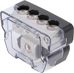 Zinc Alloy Distribution Block Junction Box for Car Audio, 1/0 Gauge In to 4 Gauge Out SPDP-1044 Compatible, Series Power Terminal