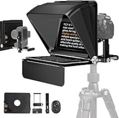 LENSGO Teleprompter for Camera DSLR/SLR,7.9’’Mini Prompter APP Compatible with iOS/Android for YouTube/Online Teaching/Interview/Live Streaming,Support 24-35MM Wide-Angle Lens Shooting