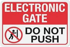 Btbaspa Electronic Gate Do Not Push Sign 12x8 Inch Metal Aluminum - Weatherproof, UV-Protected & Durable, Ideal for Businesses, Homes & Communities, Great for Gate Managers & Christmas Security