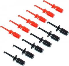 Oiyagai 12pcs Small Size Round Single Hook Clip Test Probe for Electronic Testing (6 Red+6 Black)