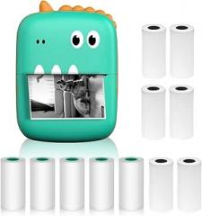 Ymiko Mini Thermal Printer Portable Sticker Maker Photo Printing for iOS Students Professionals Green (6)