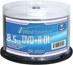 Optical Quantum 8X 8.5GB DVD+R Double Layer Blank Disc White Thermal Everest Hub Printable, 50 pcs