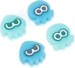 Joycon Thumb Grip Caps Compatible with Splatoon Nintendo Switch, Soft Silicone Joystick Cover for Nintendo Switch/OLED/Lite Controller, 4PCS - Squid & Octopus (Luminous-Cyan&Green)