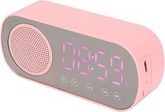 Digital Alarm Clock, HiFi LED Mirror Screen Alarm Clock, Playback Speaker Dual Alarm Clock Radio, TF Card, FM, Portable Electronic Clock for Reading, Travel