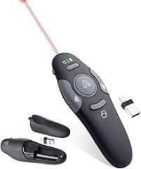 Presenter Clicker for PowerPoint Presentations, USB Wireless PPT Remote Clicker with Laser Pointer for Mac/Windows/Linux, Google Slide/PPT/Keynote, Page Flip, Full/Black Screen, Plug and Play