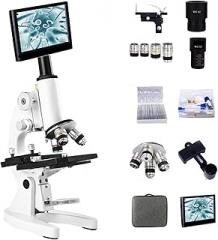 Professional Microscope, Optical Biology 10000 Times, Electronic High-Definition Household Use, Dual Coaxial Adjustable Gears, Four Multiples Available, Student Gift(Size:A)